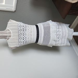 Chelsea&Violet ivory crochet ruffle midi dress